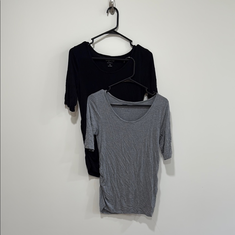 Maternity Black and gray Fitted Short Sleeve Tee